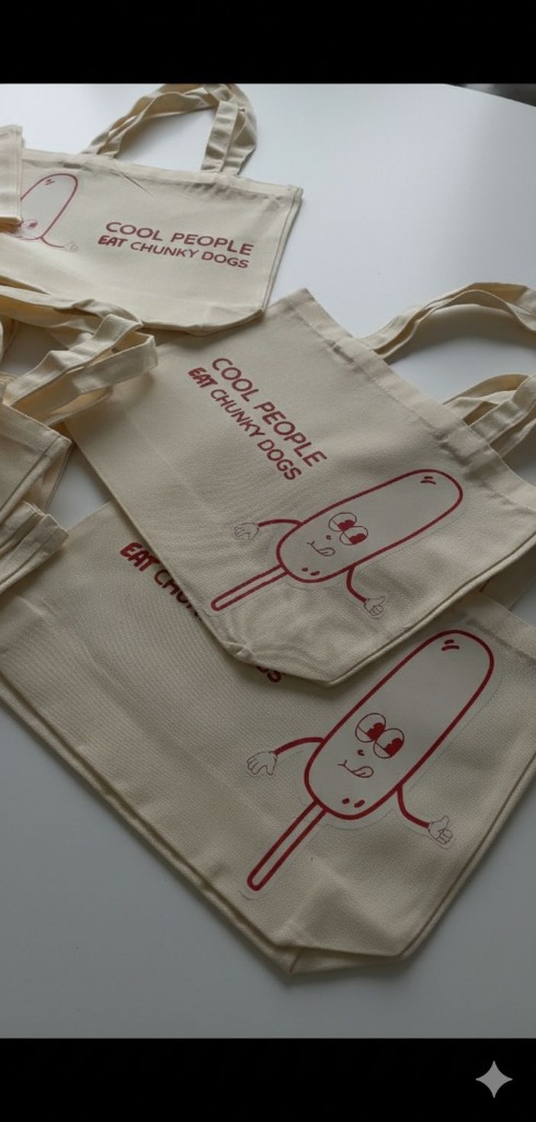 Tote bags de tela con estampado Cool People Eat Chunky Dogs